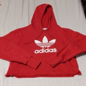 Raw hem Adidas cropped hoodie